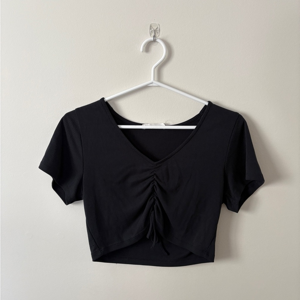 Women's Black Ruched Crop Top